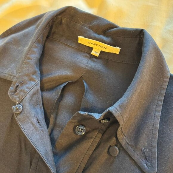 CARVEN Paris Navy Blue Blouse w/ Wide Collar - Picture 2 of 3